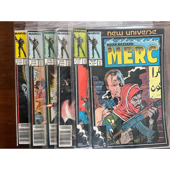 Vintage 1987 New Universe Mark Hazzard :MERC Lot of 6 comic books - Picture 1 of 7